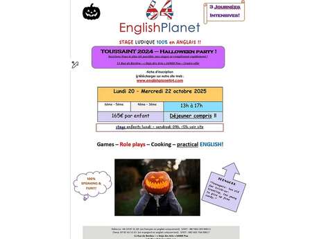 Stage anglais collège vacances Toussaint "Halloween party"