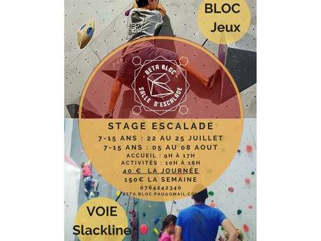 Stage vacances Eté Escalade