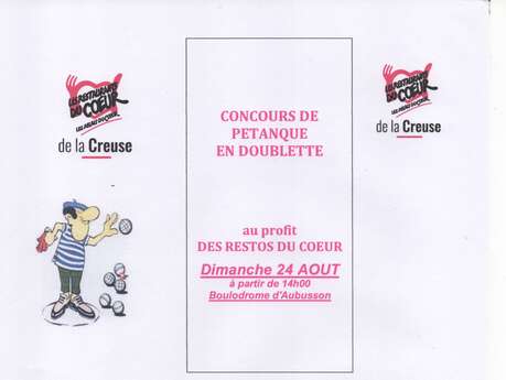 concours de pétanque en doublette au profit des restos du coeur