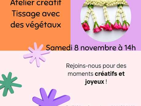 Atelier créatif : tissage avec des végétaux, à Asprières