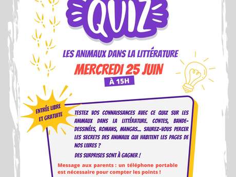 Quiz à la bibliothèque de Prayssac: Les animaux dans la littérature