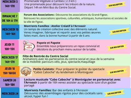 Programme de la rentrée au centre social de Figeac
