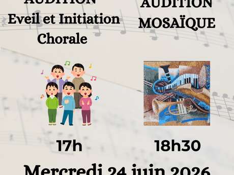 Audition éveil et initiation chorale et mosaïque à l'école de Musique de Figeac