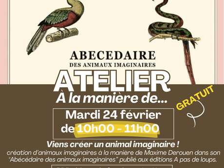 Atelier créer un animal imaginaire, bibliothèque de Capdenac-le-Haut