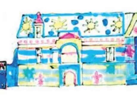 Atelier pleins fards sur la façade au château d'Assier