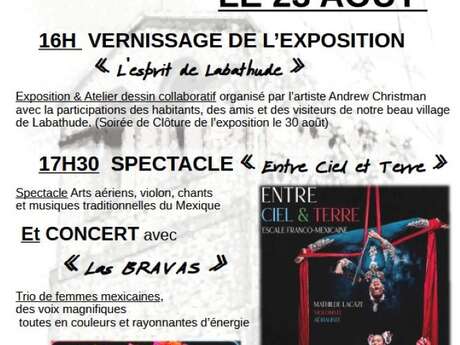 Vernissage de l'expo et spectacle entre ciel et terre à Labathude