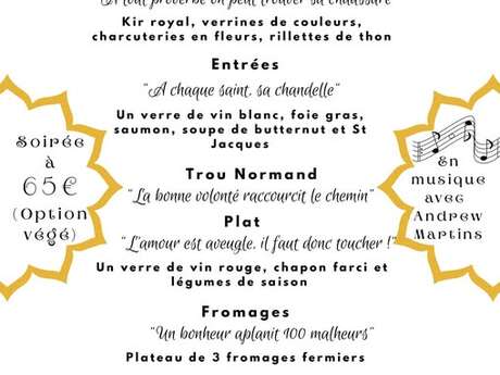 Menu de la Saint-Sylvestre au restaurant la Promenade du Limau