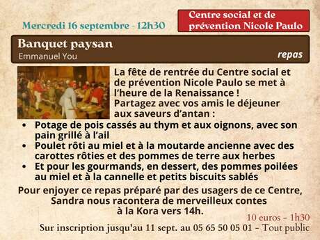 Festival Re-naissance au centre sociale de Figeac :  banquet paysan