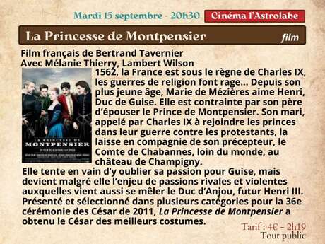Festival Re-naissance à Figeac : ciné rencontre, la Princesse de Montpensier