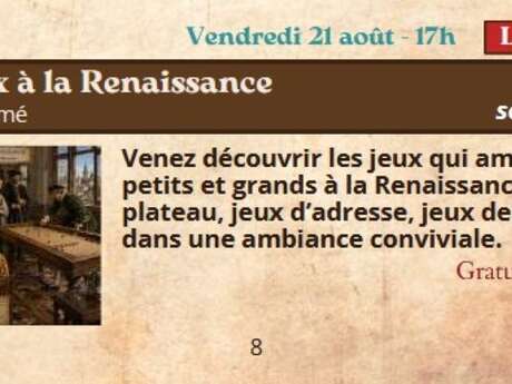 Festival Re-Naissance à  les jeux à Figeac : la Renaissance