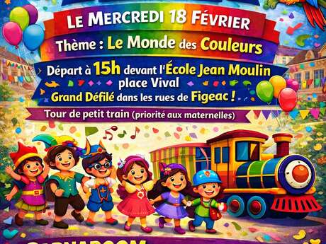 Carnaval des amis de l'école à Figeac : le monde en couleur