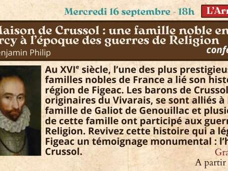 Festival Re-naissance à Figeac, conférence : la Maison de Crussol