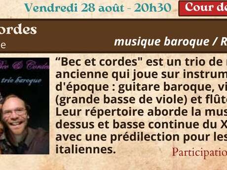 Festival Re-naissance à Figeac : concert, "bec et cordes", Trio Baroque