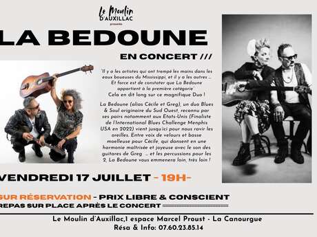 CONCERT AU MOULIN D'AUXILLAC : LA BEDOUNE