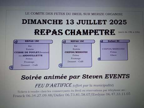 Fête nationale : repas champête, bal et feu d'artifice