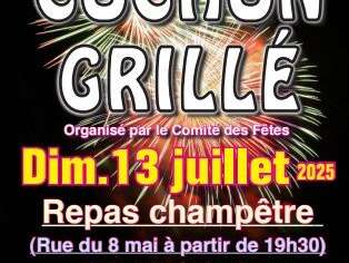 Cochon grillé, retraire aux flambeaux et feu d'artifice