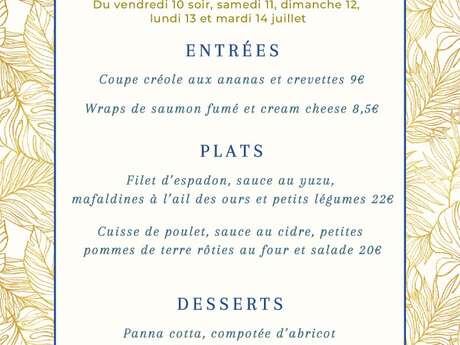 Menu de week-end - Hôtel des Pins