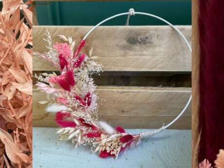 Atelier fabrication couronne de fleurs séchées