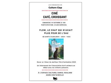 Café, croissant et cinéma "Flow, le chat qui n'avait plus peur de l'eau"