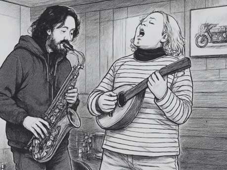 Concert de Duo Part-âge - reprises chansons françaises au saxo, bouzouki et piano