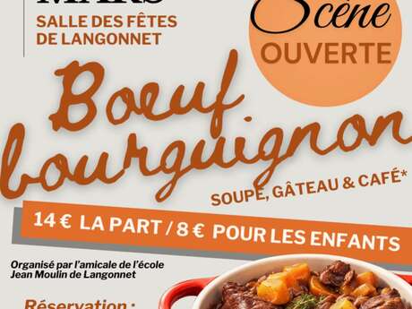 Scène ouverte et boeuf bourguignon
