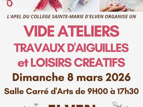 Vide-ateliers travaux d’aiguilles et loisirs créatifs à Elven le 8 mars 2026