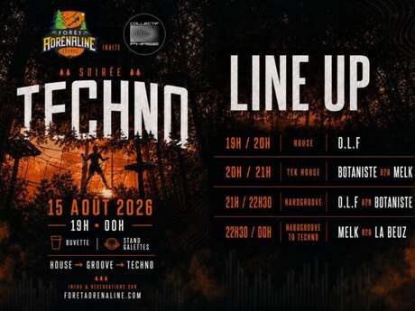 Soirée techno à Forêt Adrénaline Carnac