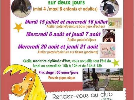 Vacances d'été au Poney club Vacances d'été au Poney club