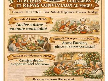 Ateliers culinaires et repas conviviaux au mage !