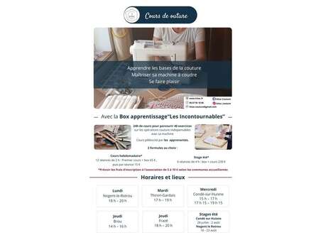 Cours de couture - stage d'été