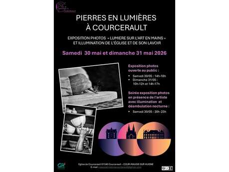 Exposition photos « Lumière sur l’art en mains » et illuminations de l’église Saint-Pierre et du lavoir