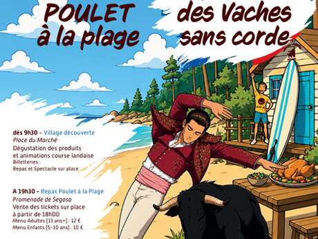 Poulet à la plage et Championnat de France des vaches sans corde