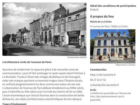 Journées du Patrimoine : Exposition sur l'architecture civile de l'avenue de Paris