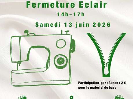 Atelier machine à coudre spécial fermeture éclair