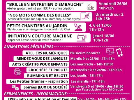 Programme du Mois de Juin  au Chai
