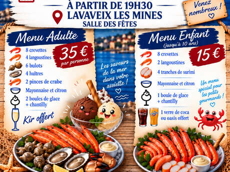 Repas Fruits de Mer à Lavaveix-Les-Mines