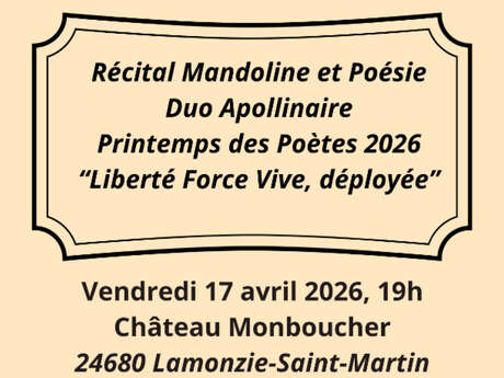 Récital'Duo Apollinaire | Poésie et Mandoline