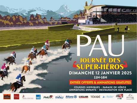 Courses à l'hippodrome de Pau - Journée des super-héros