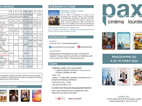 Programme du cinéma Pax