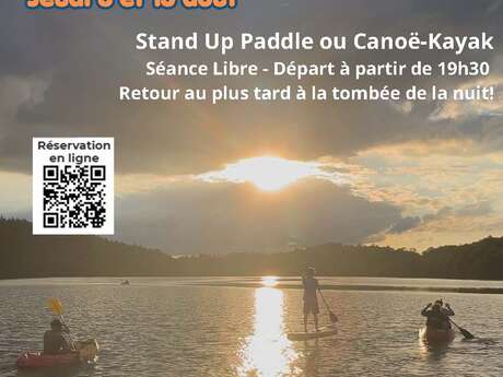 Coucher de soleil au Lac de Lourdes en stand up paddle