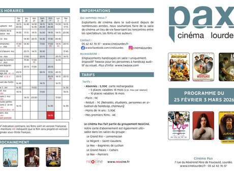 Programme du cinéma Pax