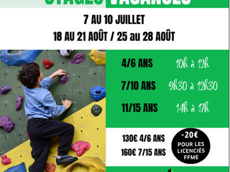 Stages Vacances Enfants Escalade