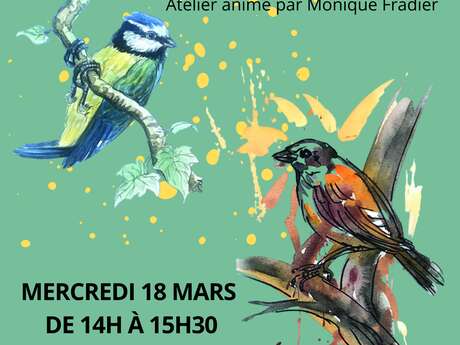 ATELIER INITIATION À L’AQUARELLE « LES OISEAUX » PAR MONIQUE FRADIER