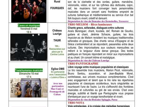 23ÈME FESTIVAL LE PRINTEMPS DE L'ASPRE : "TRIO MELISM - RIVES LUMINEUSES"