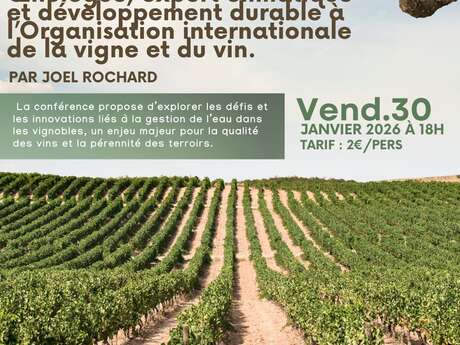 CONFÉRENCE/ DÉDICACES. ŒNOLOGUE, EXPERT CLIMATIQUE ET DÉVELOPPEMENT DURABLE PAR JOEL ROCHARD.