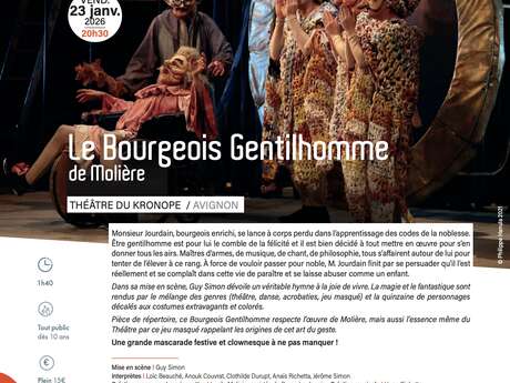 SAISON CULTURELLE 2025/2026 « LE BOURGEOIS GENTILHOMME »  DE MOLIÈRE – THÉÂTRE DU KRONOPE