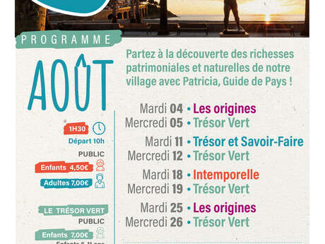VISITES GUIDEES D’AOÛT