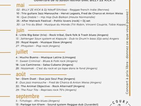 Court Circuit Juvardeil - programmation des animations de mai à septembre 2025