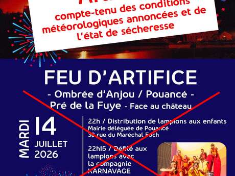 ANNULÉ - Feu d'artifice du 14 Juillet - Pouancé (Ombrée d'Anjou)