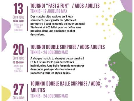 Tournoi de Tennis "Fast and Fun" avec Tennis Yeu Evasion